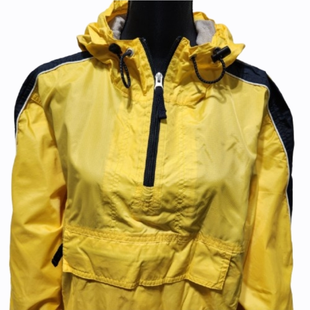 GAP Hooded Anorak Bright Yellow Pullover Windbreaker Rain Jacket (M), VTG Y2K - Picture 6 of 15